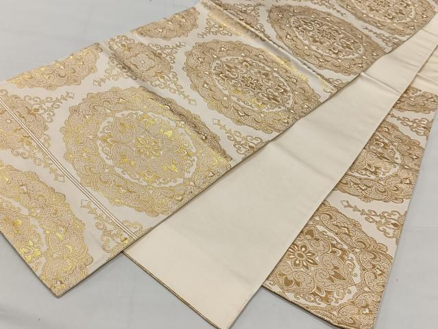 平和屋着物◎六通柄袋帯 正倉院花文 金糸 正絹 逸品 CAAT8737kb