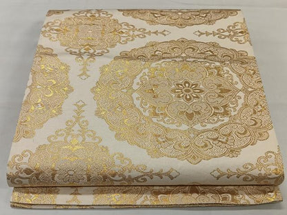 平和屋着物◎六通柄袋帯 正倉院花文 金糸 正絹 逸品 CAAT8737kb