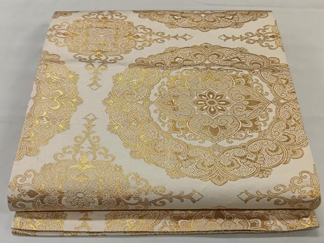 平和屋着物◎六通柄袋帯 正倉院花文 金糸 正絹 逸品 CAAT8737kb