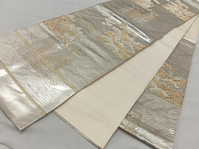 平和屋着物◎六通柄袋帯 草花文 金糸 正絹 逸品 CAAT8738kb