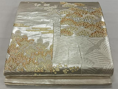 平和屋着物◎六通柄袋帯 草花文 金糸 正絹 逸品 CAAT8738kb