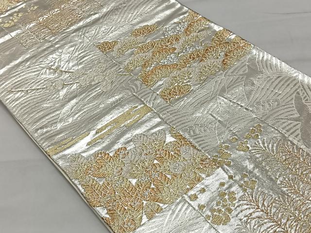 平和屋着物◎六通柄袋帯 草花文 金糸 正絹 逸品 CAAT8738kb