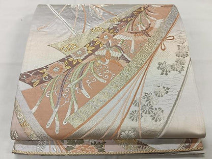 平和屋着物◎六通柄袋帯 唐織 尾長鳥hなもん 金銀糸 正絹 逸品 CAAT8745kb