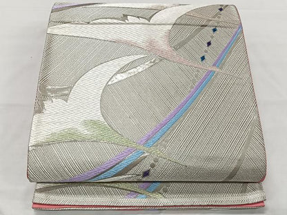 平和屋着物◎六通柄袋帯 唐織 飛鶴文 九百錦 プラチナ箔 正絹 逸品 CAAT8746kb