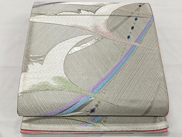 平和屋着物◎六通柄袋帯 唐織 飛鶴文 九百錦 プラチナ箔 正絹 逸品 CAAT8746kb