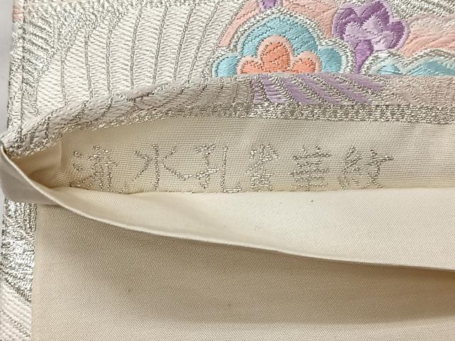 平和屋着物◎六通柄袋帯 唐織 流水孔雀華紋 銀糸 正絹 逸品 CAAT8749kb