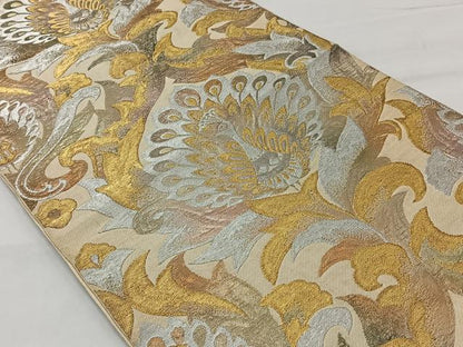 平和屋着物◎六通柄袋帯 更紗花文 金銀糸 正絹 逸品 CAAT8753kb
