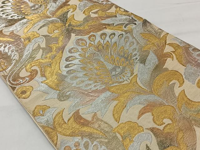 平和屋着物◎六通柄袋帯 更紗花文 金銀糸 正絹 逸品 CAAT8753kb