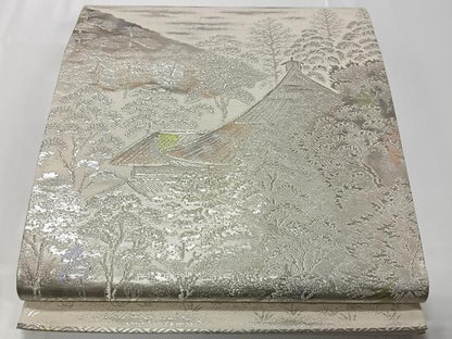 平和屋着物◎六通柄袋帯 古京にしき 風景文 二重引箔 正絹 逸品 CAAT8765kb