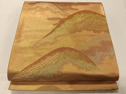 平和屋着物◎六通柄袋帯 遠山重ね文 金銀糸 正絹 逸品 CAAT8768kb