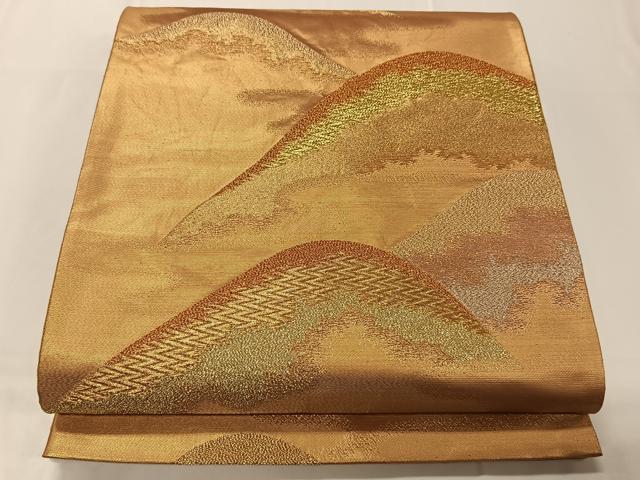 平和屋着物◎六通柄袋帯 遠山重ね文 金銀糸 正絹 逸品 CAAT8768kb