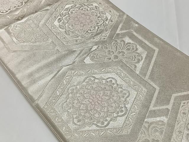 平和屋着物◎六通柄袋帯 唐織 亀甲華文 銀糸 正絹 逸品 CAAT8780kb