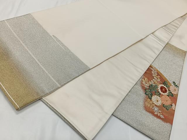 平和屋着物◎六通柄袋帯 唐織 草花文 金銀糸 正絹 逸品 CAAT8784kb