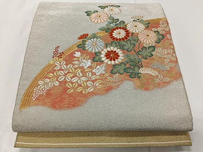 平和屋着物◎六通柄袋帯 唐織 草花文 金銀糸 正絹 逸品 CAAT8784kb