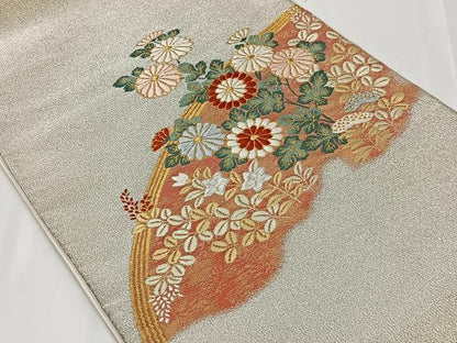 平和屋着物◎六通柄袋帯 唐織 草花文 金銀糸 正絹 逸品 CAAT8784kb