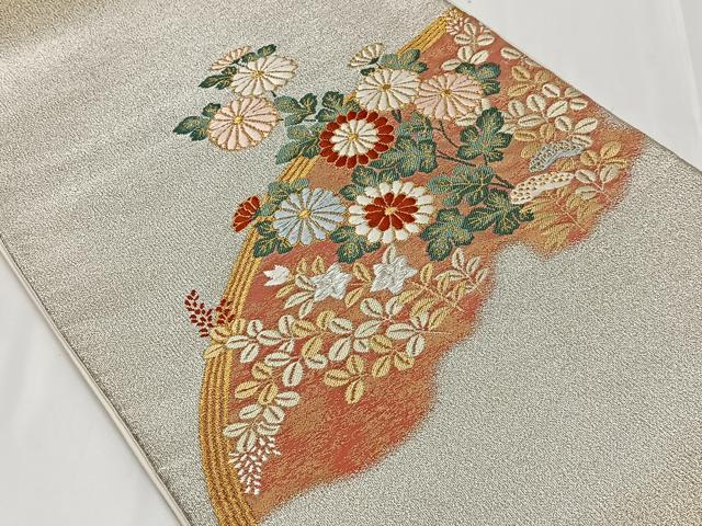 平和屋着物◎六通柄袋帯 唐織 草花文 金銀糸 正絹 逸品 CAAT8784kb