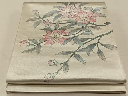 平和屋着物◎太鼓柄袋帯 作家物 手描き 草花文 引箔 正絹 逸品 CAAT8990qv