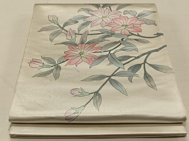 平和屋着物◎太鼓柄袋帯 作家物 手描き 草花文 引箔 正絹 逸品 CAAT8990qv