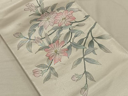平和屋着物◎太鼓柄袋帯 作家物 手描き 草花文 引箔 正絹 逸品 CAAT8990qv