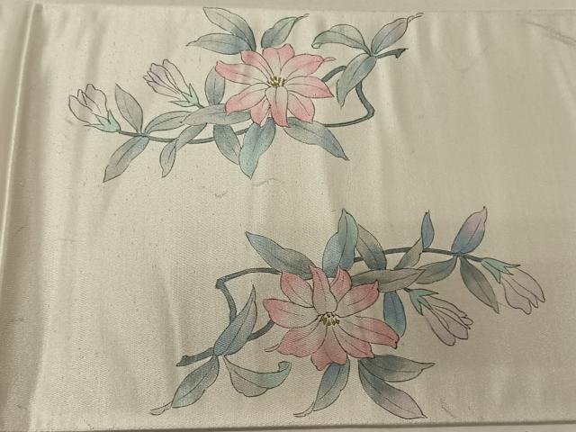 平和屋着物◎太鼓柄袋帯 作家物 手描き 草花文 引箔 正絹 逸品 CAAT8990qv