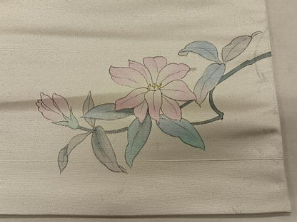 平和屋着物◎太鼓柄袋帯 作家物 手描き 草花文 引箔 正絹 逸品 CAAT8990qv