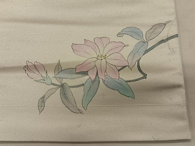 平和屋着物◎太鼓柄袋帯 作家物 手描き 草花文 引箔 正絹 逸品 CAAT8990qv