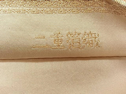 平和屋着物◎西陣 服部織物謹製 六通柄袋帯 こはく錦 吉祥花鳥文 二重箔織 正絹 逸品 CAAT8999qv