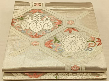 平和屋着物◎六通柄袋帯 唐織 桐竹文 銀糸 正絹 逸品 CAAT9002qv