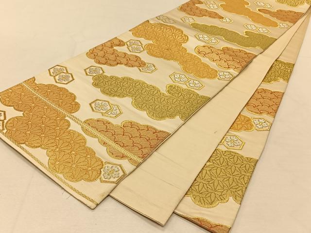 平和屋着物◎六通柄袋帯 雲取り吉祥花文 金銀糸 正絹 逸品 CAAT9008qv