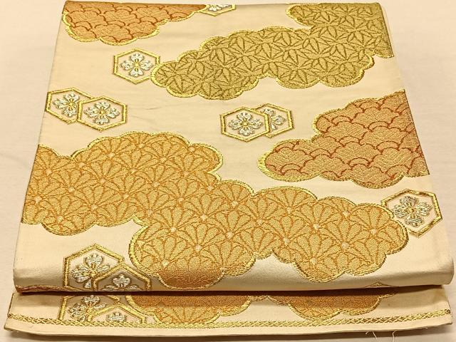 平和屋着物◎六通柄袋帯 雲取り吉祥花文 金銀糸 正絹 逸品 CAAT9008qv