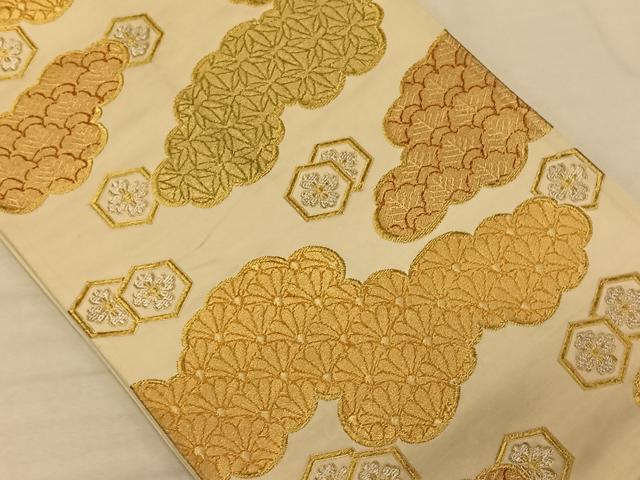 平和屋着物◎六通柄袋帯 雲取り吉祥花文 金銀糸 正絹 逸品 CAAT9008qv