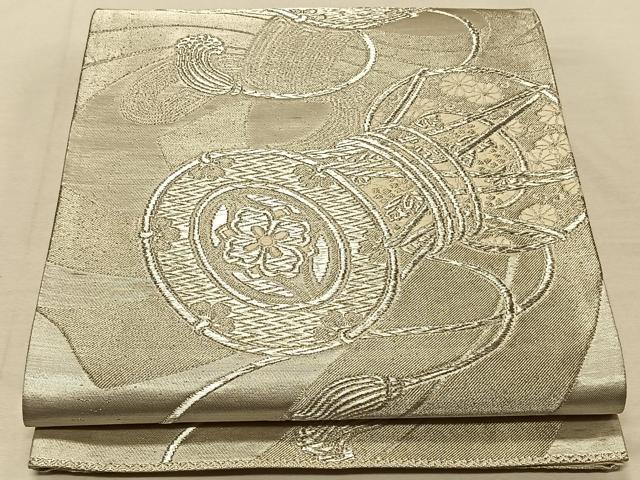 平和屋着物◎六通柄袋帯 花鼓文 銀糸 正絹 逸品 CAAT9010qv