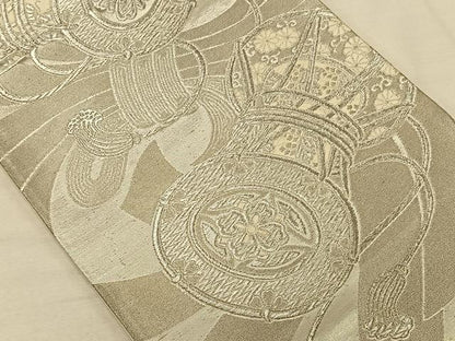 平和屋着物◎六通柄袋帯 花鼓文 銀糸 正絹 逸品 CAAT9010qv