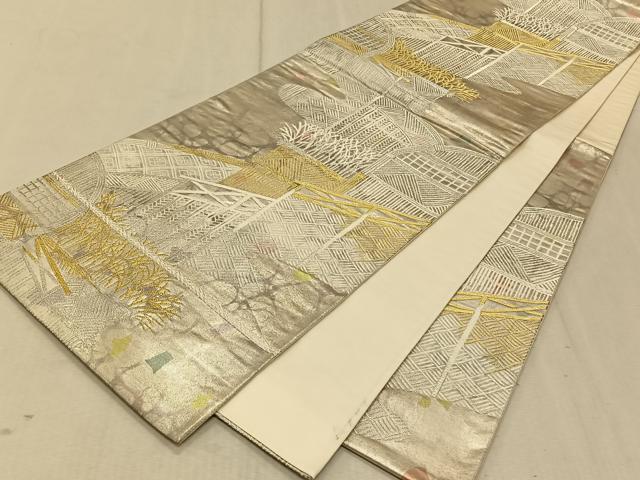 平和屋着物◎六通柄袋帯 古都の四季 金銀糸 引箔 正絹 逸品 CAAT9032qv
