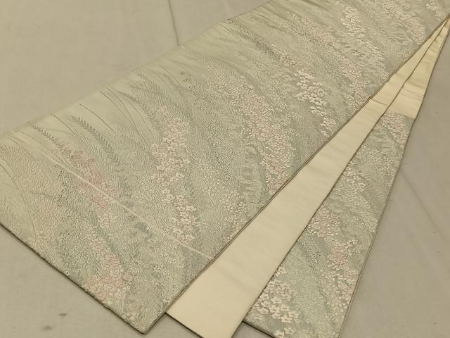 平和屋着物◎六通柄袋帯 唐織 草花文 正絹 逸品 CAAT9037qv