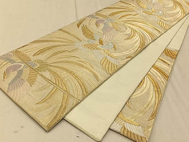 平和屋着物◎六通柄京袋帯 向かい鳥文 金銀糸 正絹 逸品 CAAT9038qv