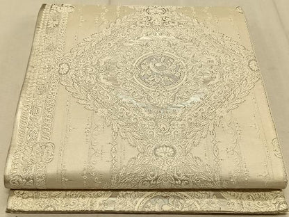 平和屋着物◎六通柄袋帯 花鳥文 銀糸 正絹 逸品 CAAT9040qv