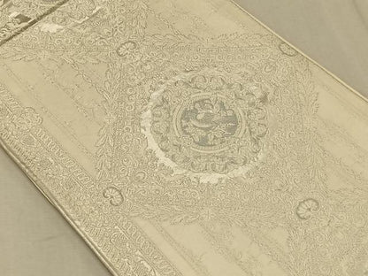 平和屋着物◎六通柄袋帯 花鳥文 銀糸 正絹 逸品 CAAT9040qv