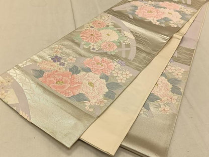 平和屋着物◎六通柄袋帯 唐織 花籬文 金銀糸 正絹 逸品 CAAT9042qv