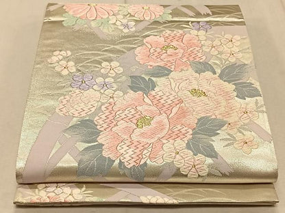 平和屋着物◎六通柄袋帯 唐織 花籬文 金銀糸 正絹 逸品 CAAT9042qv