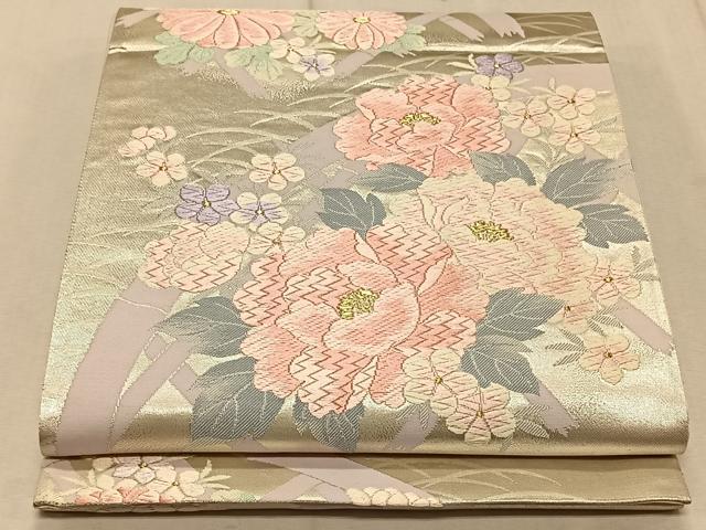 平和屋着物◎六通柄袋帯 唐織 花籬文 金銀糸 正絹 逸品 CAAT9042qv