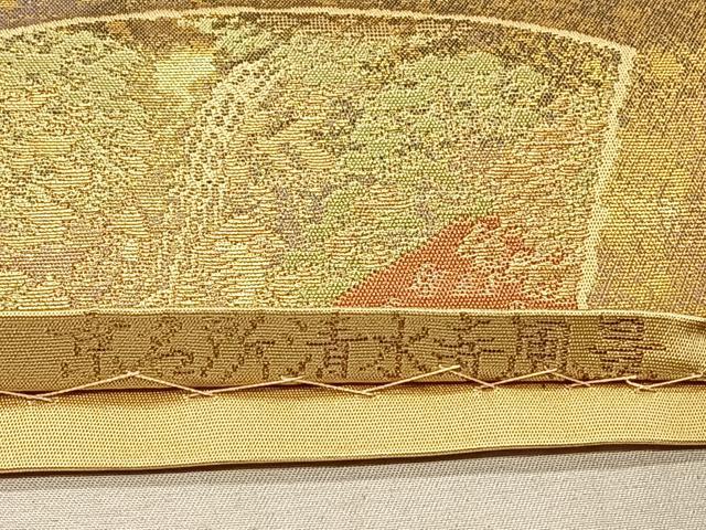 平和屋着物◎西陣 服部織物謹製 六通柄袋帯 こはく錦 京名所 清水寺風景 金銀糸 引箔 正絹 逸品 CAAT9054qv