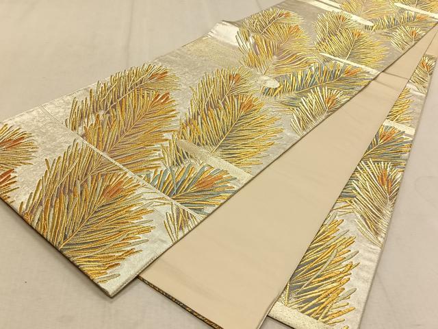 平和屋着物◎六通柄袋帯 深山若松文 金銀糸 引箔 正絹 逸品 CAAT9065qv