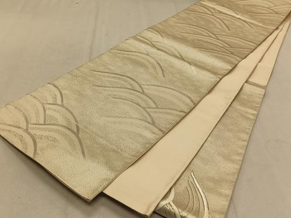 平和屋着物◎六通柄袋帯 駒刺繍 立波文 金銀糸 正絹 逸品 CAAT9072qv