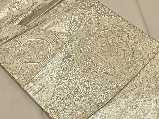平和屋着物◎六通柄袋帯 唐織 正倉院更紗花文 銀糸 正絹 逸品 CAAT9078qv