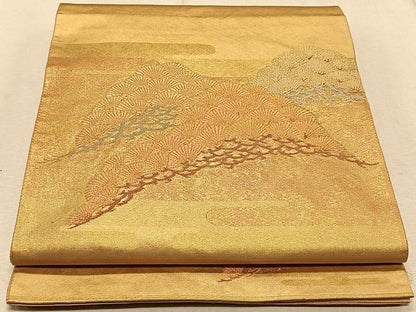 平和屋着物◎六通柄袋帯 寿松錦繍文 都路金錦 金糸 引箔 正絹 逸品 CAAT9103qv
