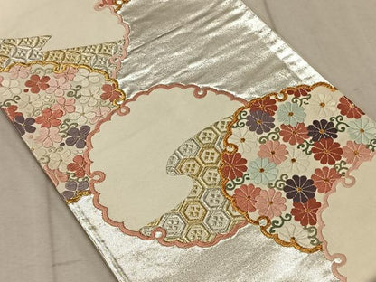 平和屋着物◎六通柄袋帯 唐織 雪輪花文 金銀糸 正絹 逸品 CAAT9116qv