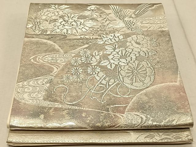 平和屋着物◎六通柄袋帯　彩京錦　花車文　プラチナ箔二重引　正絹　逸品　CAAT9119qv