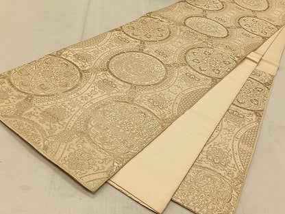 平和屋着物◎六通柄袋帯 古代更紗 銀糸 正絹 逸品 CAAT9122qv
