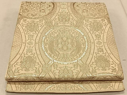 平和屋着物◎六通柄袋帯 古代更紗 銀糸 正絹 逸品 CAAT9122qv